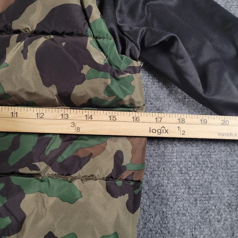 Nike Air Jordon Puffer Jacket Youth 7 Large Camo Black Hooded‎ Sleeve Insulated